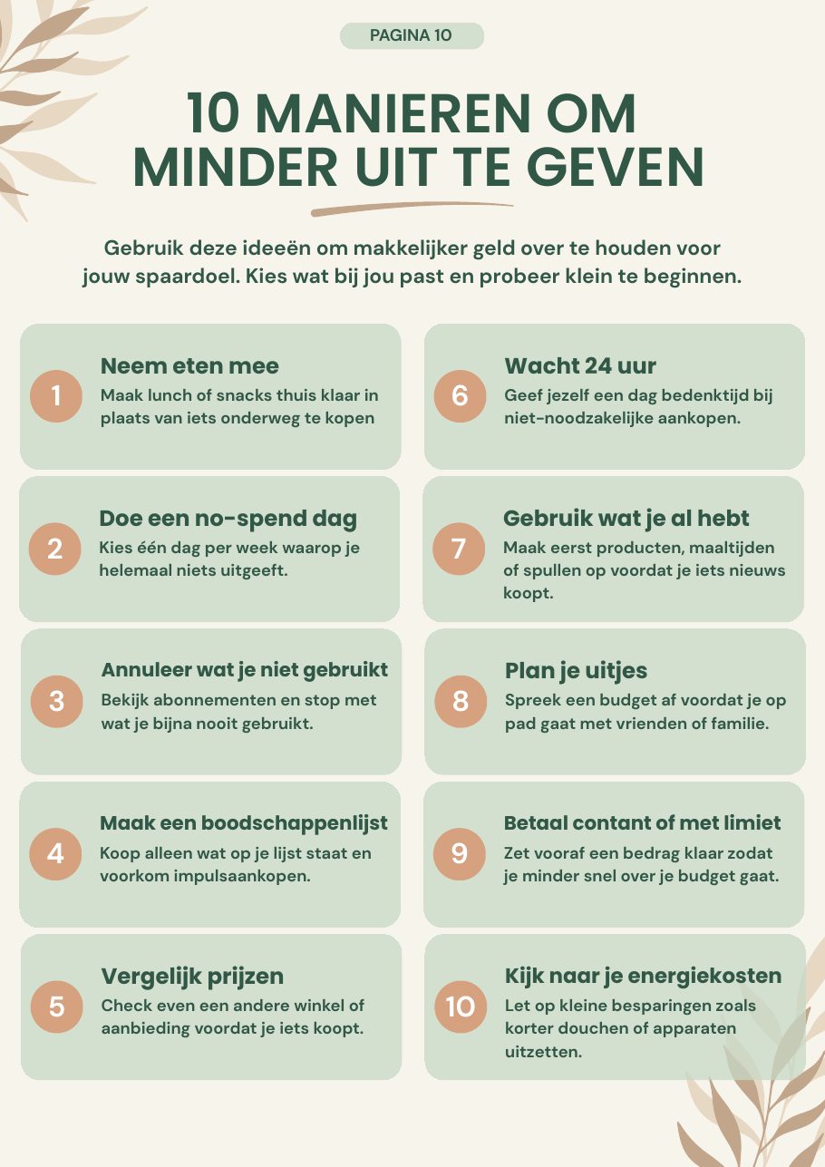 Pagina: 10 manieren om minder uit te geven